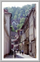 City street and hillside mansion in Heidelberg