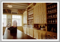 Inside the pharmacy at the open-air museum