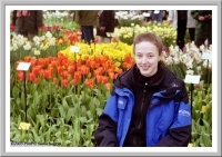 Suzanne amidst the tulips