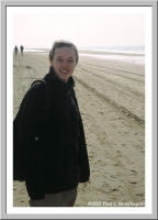 Suzanne enjoying a walk on the North Sea beach at Zandvoort am Zee