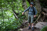 Peter hiking the trail to Sterling Pond in Smugglers Notch (Cambridge) Vermont