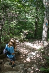 Kyle hiking the trail to Sterling Pond in Smugglers Notch (Cambridge) Vermont