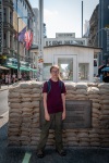 Kyle at Checkpoint Charlie in Berlin