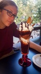 Kyle eating ice cream at Potsdamer Platz Arkaden in Berlin