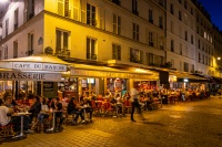 Rue Cler at night in Paris