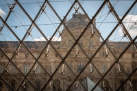 Inside the Louvre pyramid in Paris