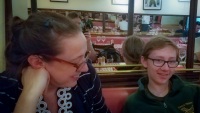 Suzanne and Kyle at dinner at Chez Fernand in Paris