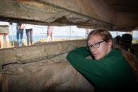 Kyle inside bunker at Pointe Du Hoc, Normandy, France