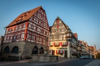St. George's fountain in morning in Rothenburg