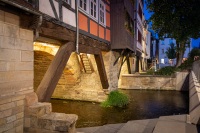 Merchants' Bridge at night in Erfurt