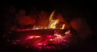 Campfire at our cabin in Long Lake, NY