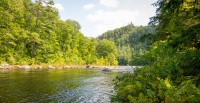Hiking along the OK Slip Falls train in Indian Lake NY