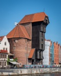Wooden crane along the Motlawa River embankment in Gdansk