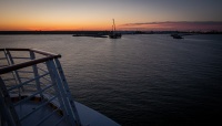 Sunrise on Voyager of the Seas sailing into Klaipeda