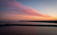 Sunrise on Voyager of the Seas sailing into Klaipeda