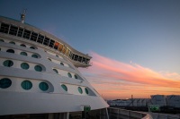 Sunrise on Voyager of the Seas sailing into Klaipeda