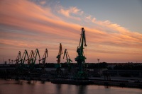 Sunrise on Voyager of the Seas sailing into Klaipeda