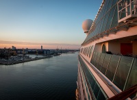 Sunrise on Voyager of the Seas sailing into Klaipeda
