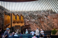 At Temppeliaukio Church (Church in the Rock) in Helsinki