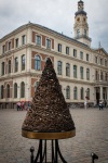 First Christmas Tree monument in Town Hall Square in Riga