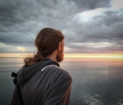 Paul at sunset from Voyager of the Seas in the Baltic Sea