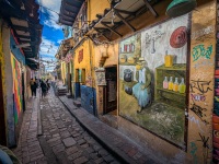 Calle del Embudo/Funnel Street in La Candelaria in Bogota