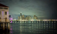 View of modern Panama City from Casco Viejo at night