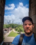 Paul at Cathedral tower in Panama Viejo