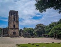 Cathedral and Plaza Mayor in Panama Viejo