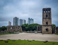 Cathedral and Plaza Mayor in Panama Viejo