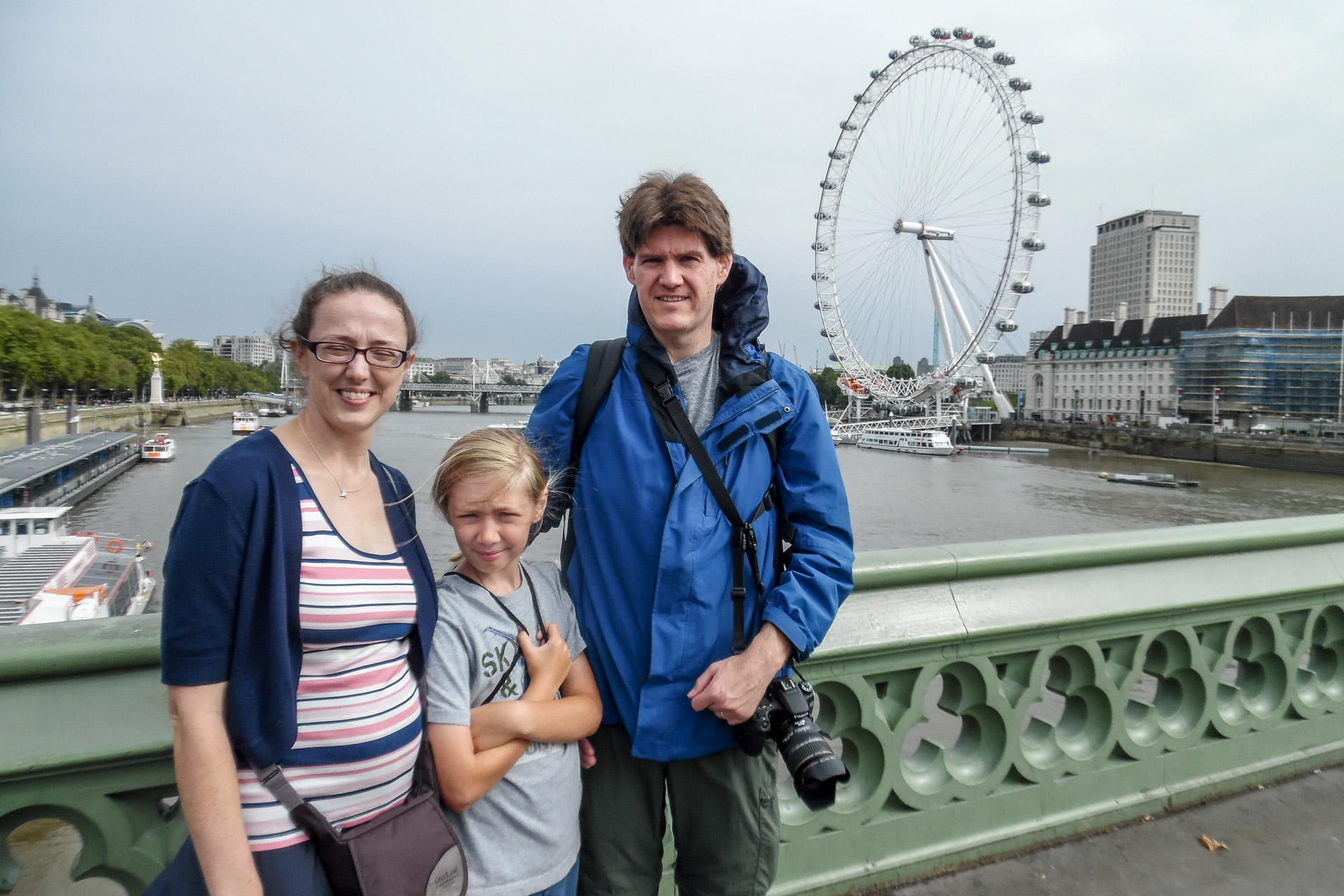 Suzanne, Kyle, and Paul with London Eye