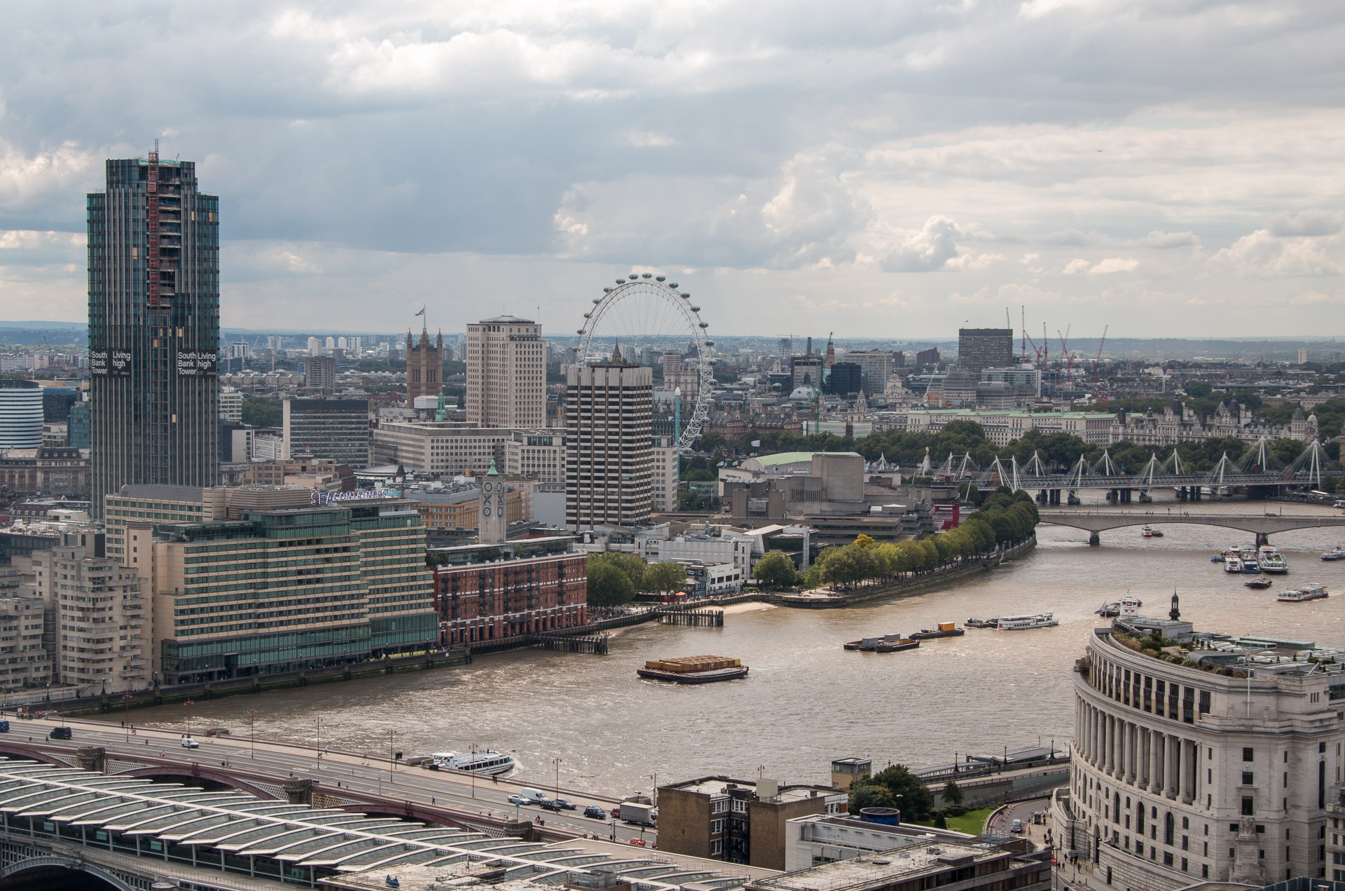 Views of London from the Golden Gallery at the top of the cupola of St. Paul's Cathedral