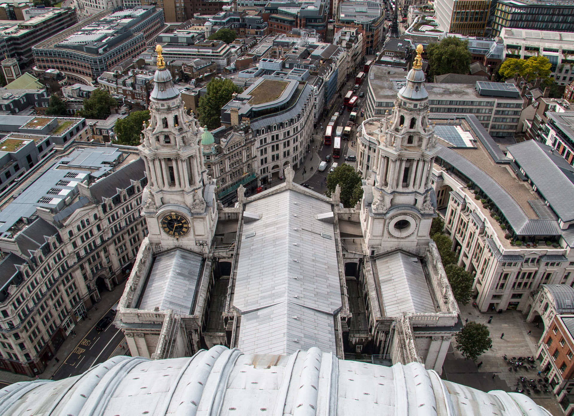 View from the Golden Gallery at the top of the cupola of St. Paul's Cathedral in London