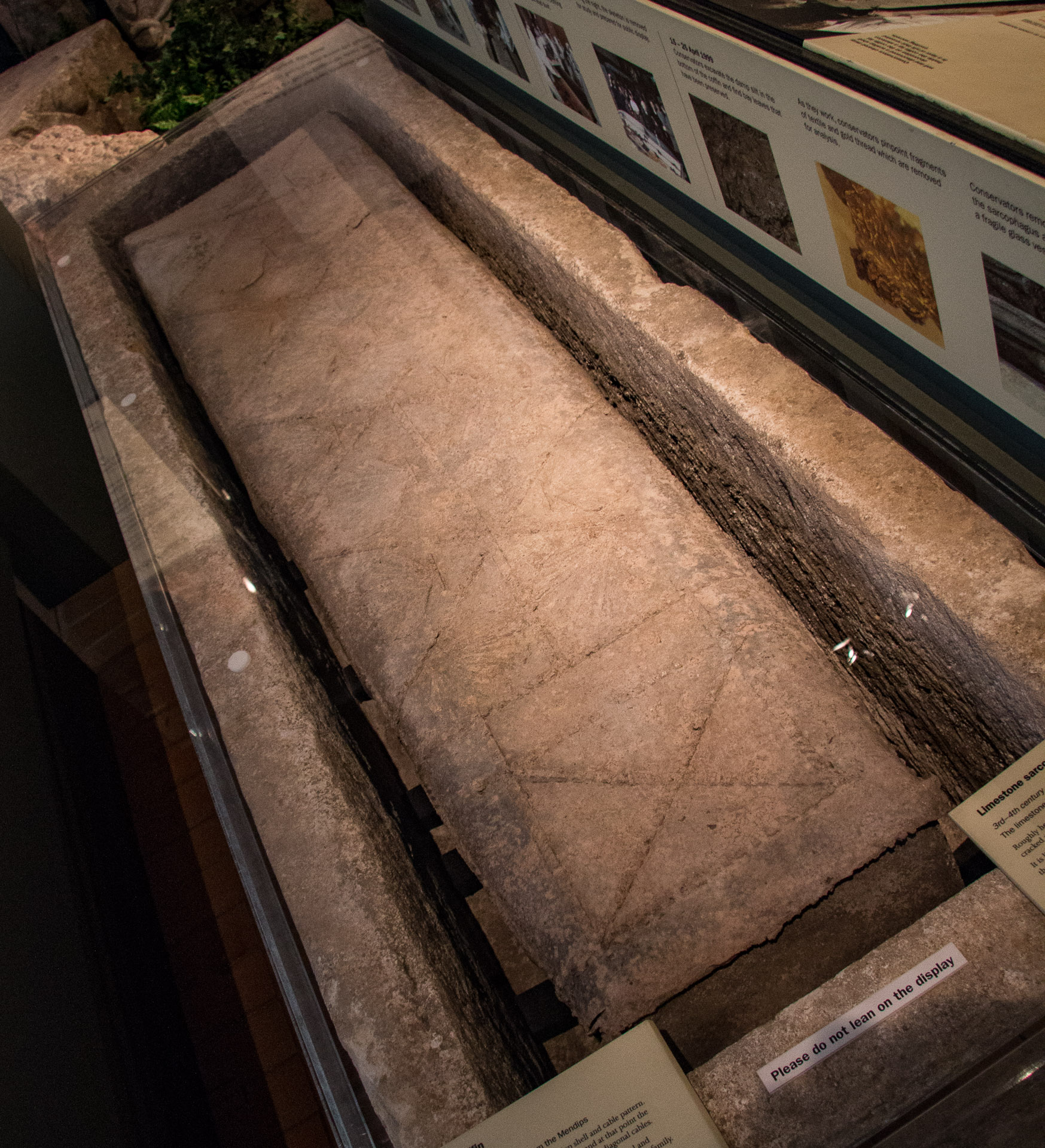 Roman lead coffin and limestone sarcophagus from the 3rd - 4th century at the Museum of London