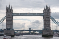 Tower Bridge while cruising down the Thames in London