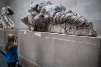 Kyle with the Parthenon Marbles at the British Museum in London