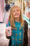 Kyle with milkshake in Covered Market in Oxford