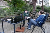 Paul and Suzanne in our cottage backyard in Beddgelert