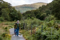 Peter and Kyle hiking along the Aberglaslyn Gorge