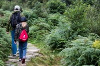 Peter and Kyle hiking along the Aberglaslyn Gorge