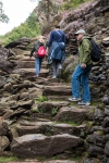 Kyle, Suzanne, and Peter hiking along the Aberglaslyn Gorge