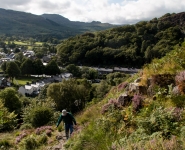 Peter hiking on the hill across the river from our cottage in Beddgelert