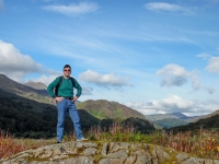 Peter hiking on the hill across the river from our cottage in Beddgelert