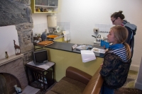 Kyle and Suzanne in the 1961 miner's house at National Slate Musuem in Llanberis