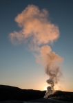 Sunrise at Old Faithful Geyser in Yellowstone