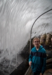 Kyle under the wave at the Monterey Bay Aquarium