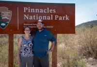 Suzanne and Paul at entrance sign to Pinnacles National Park
