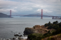 Golden Gate Bridge and Lands End Point from Lands End Trail in San Francisco
