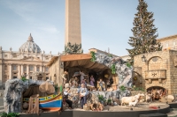 Life size manger scene in St. Peter's Square