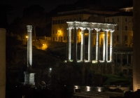 Temple of Saturn at night